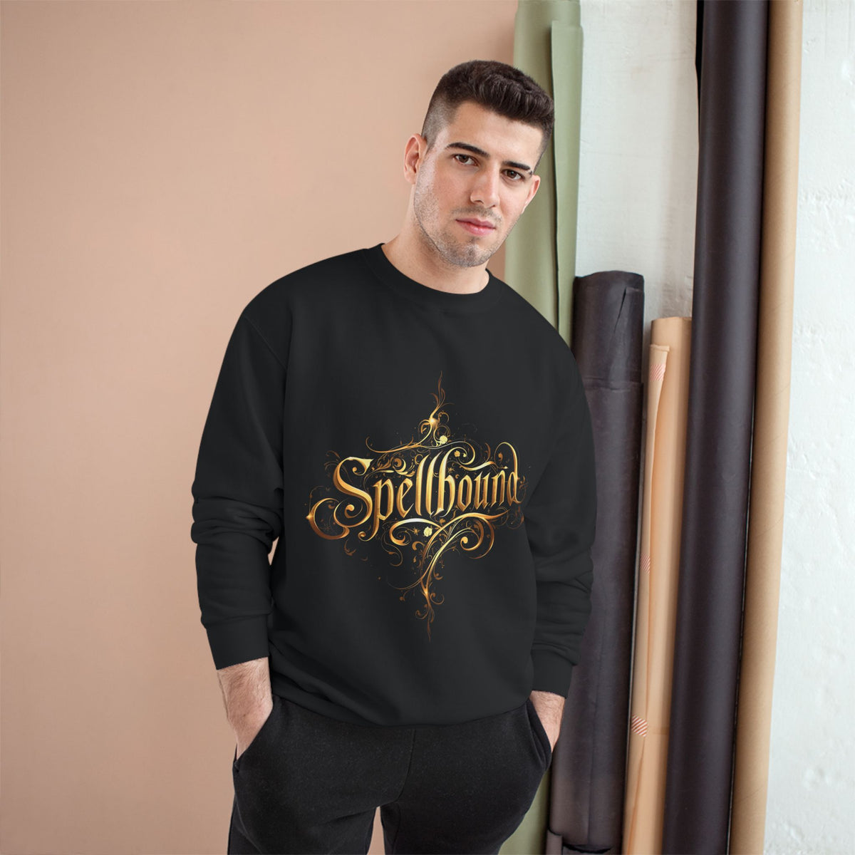Spellbound Crewneck Sweatshirt — Magical Gold Script Champion Sweatshirt