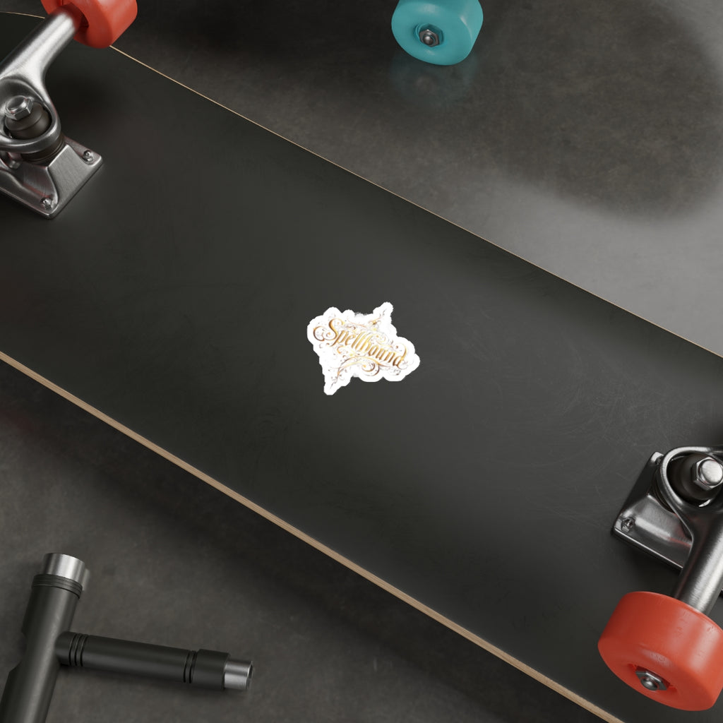 Spellbound Gold Script Die-Cut Sticker — Magical Calligraphy Sticker for Laptops & Journals