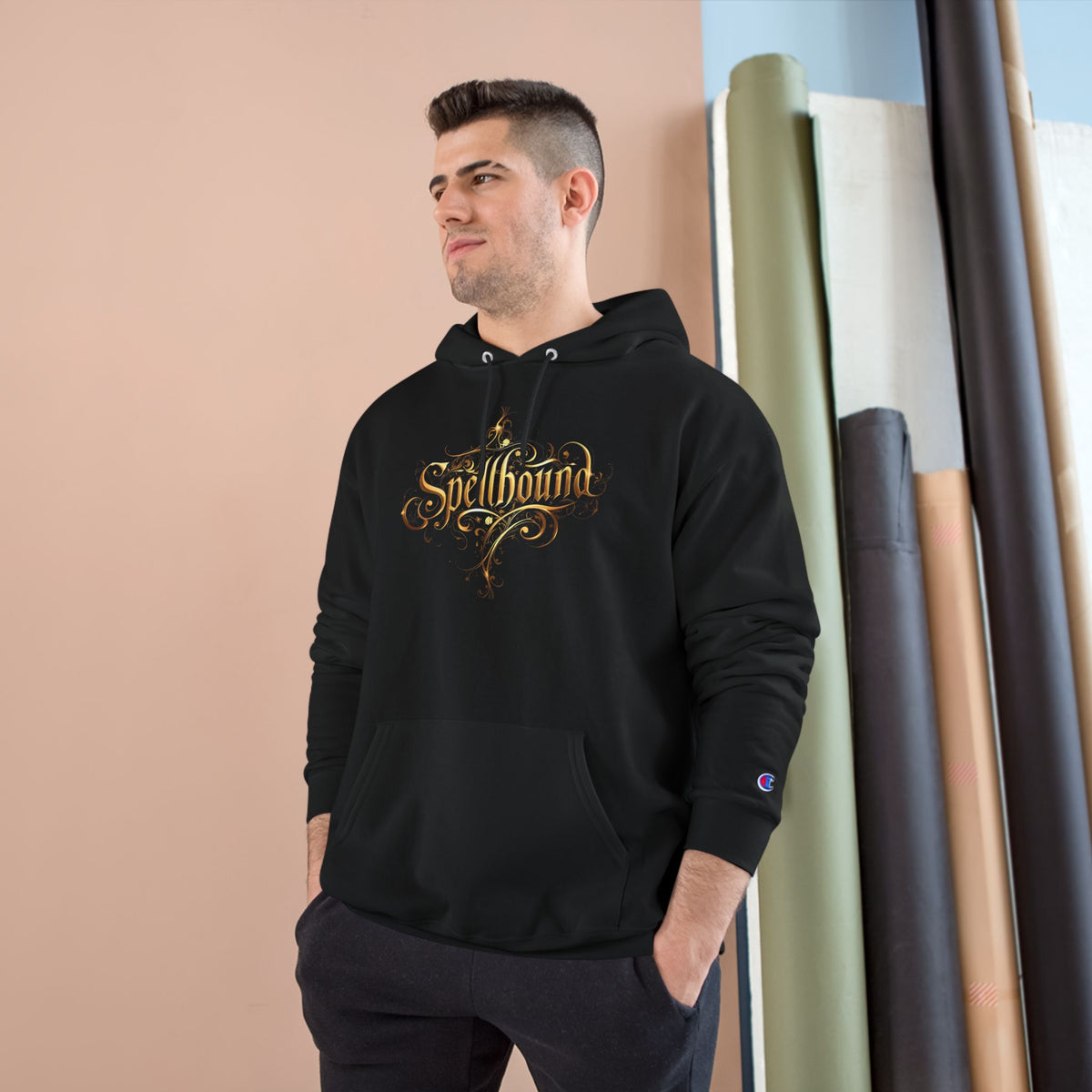 Spellbound Unisex Champion Hoodie – Fantasy Gold Lettering