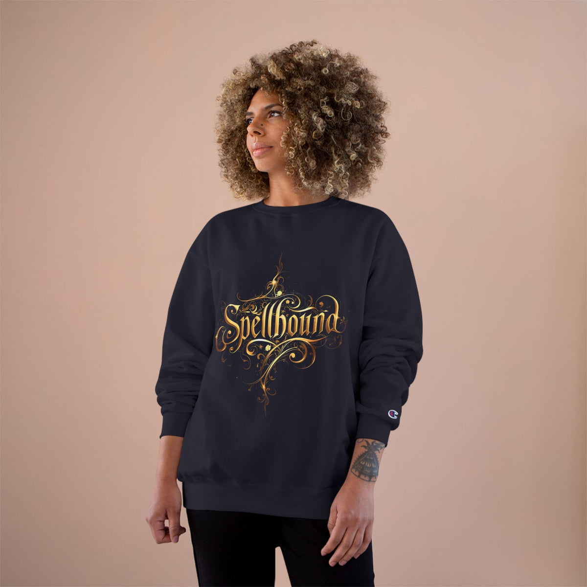 Spellbound Crewneck Sweatshirt — Magical Gold Script Champion Sweatshirt