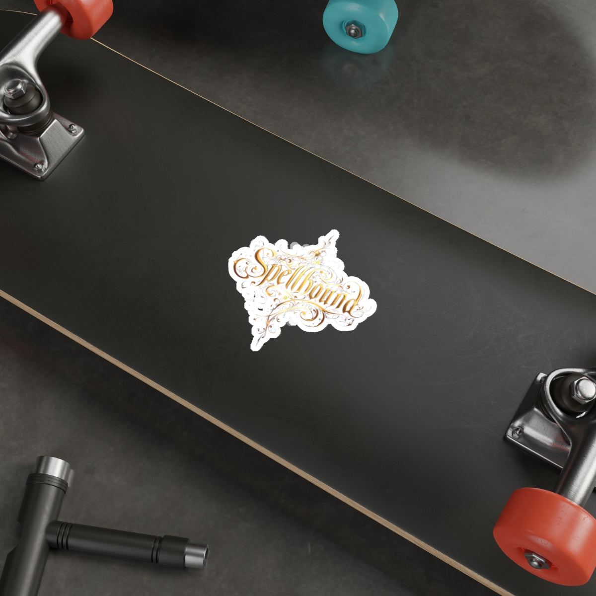 Spellbound Gold Script Die-Cut Sticker — Magical Calligraphy Sticker for Laptops & Journals