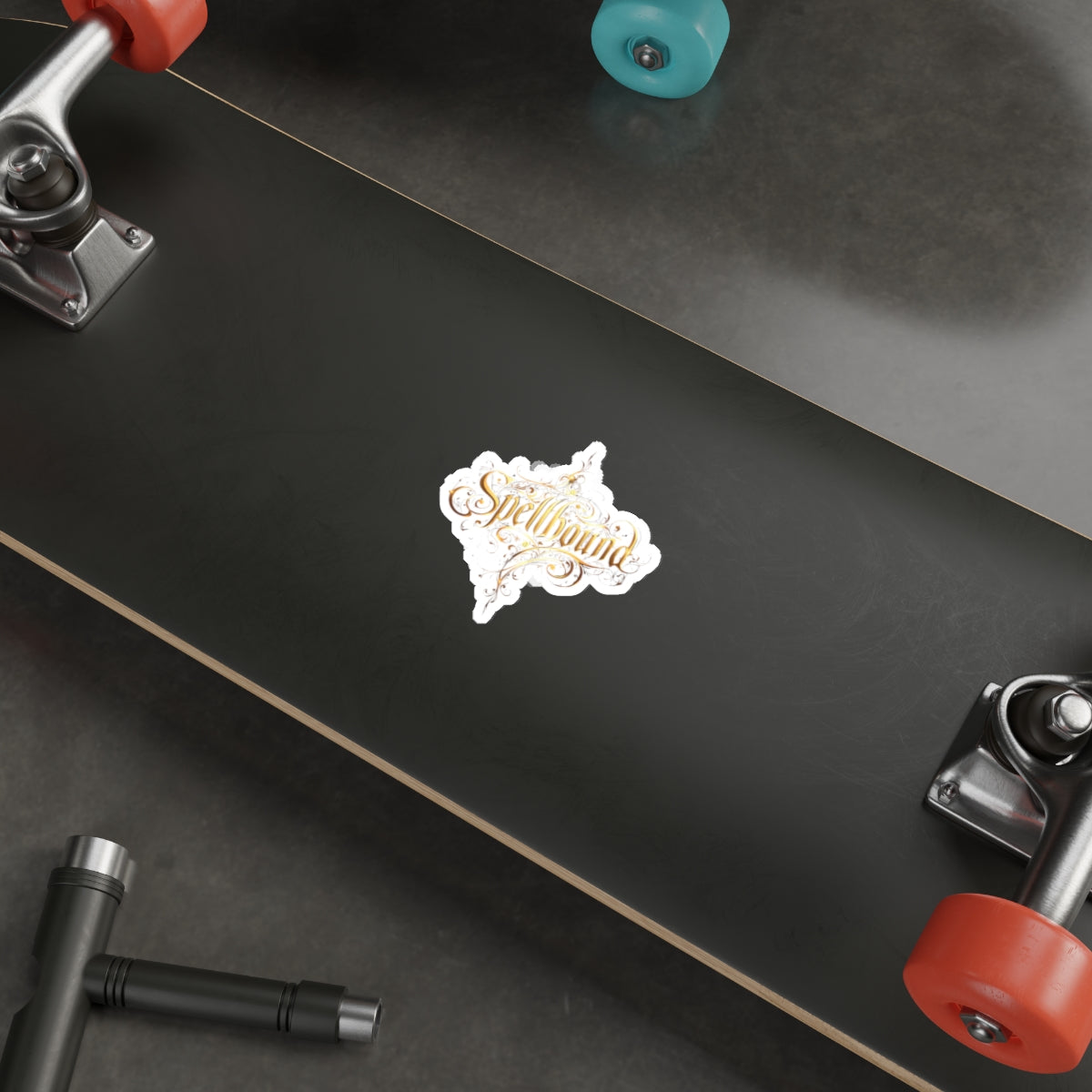 Spellbound Gold Script Die-Cut Sticker — Magical Calligraphy Sticker for Laptops & Journals