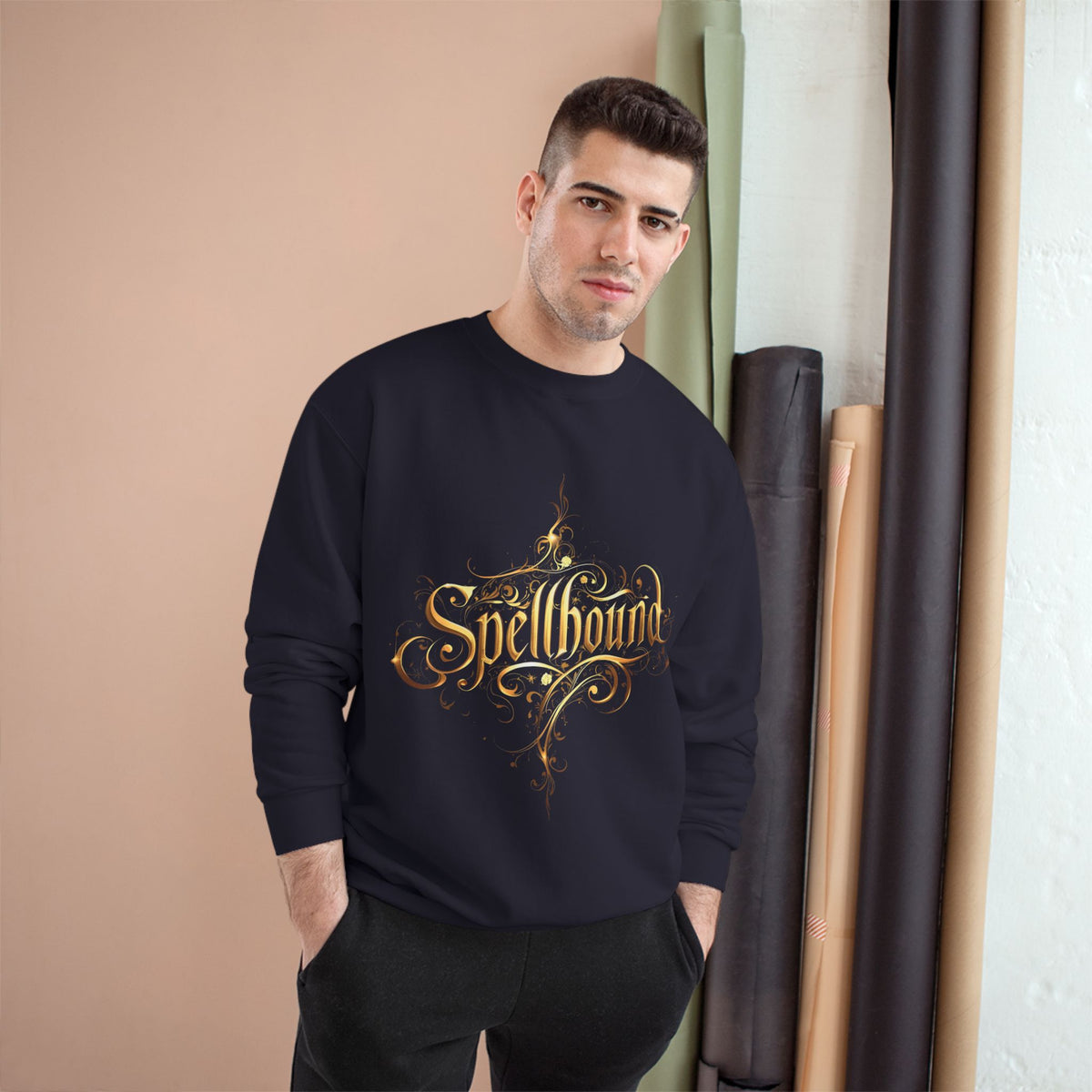 Spellbound Crewneck Sweatshirt — Magical Gold Script Champion Sweatshirt