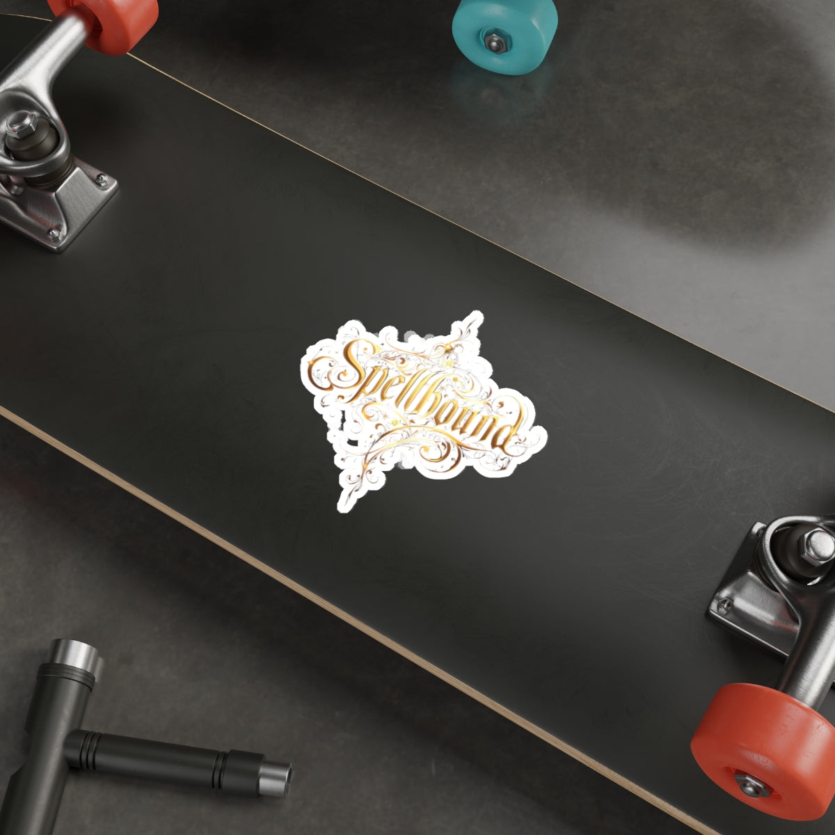 Spellbound Gold Script Die-Cut Sticker — Magical Calligraphy Sticker for Laptops & Journals