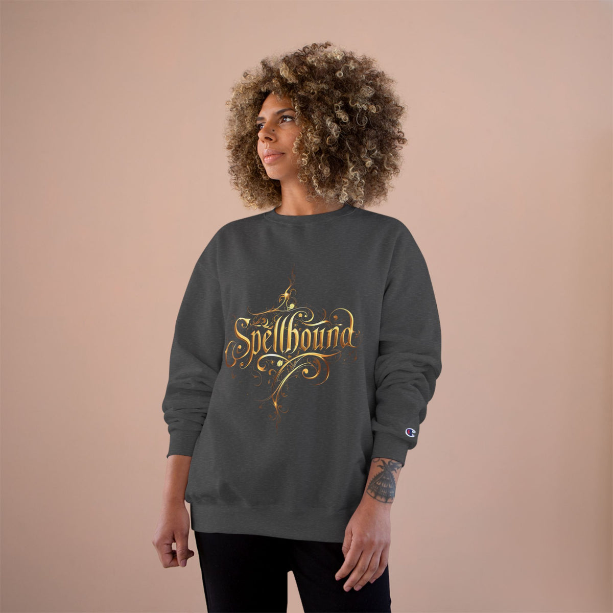 Spellbound Crewneck Sweatshirt — Magical Gold Script Champion Sweatshirt