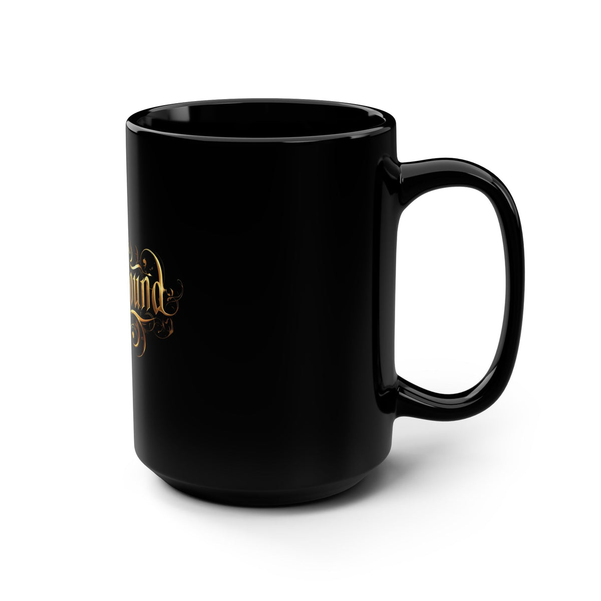 Spellbound Black Glossy Mug – Fantasy Gold Lettering