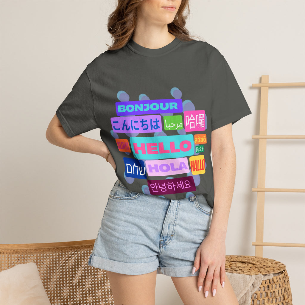 Hello Around the World Unisex T-Shirt – Multilingual & Global Design