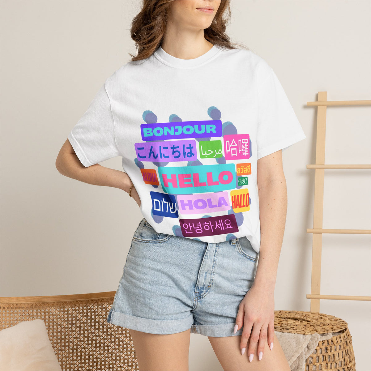Hello Around the World Unisex T-Shirt – Multilingual & Global Design