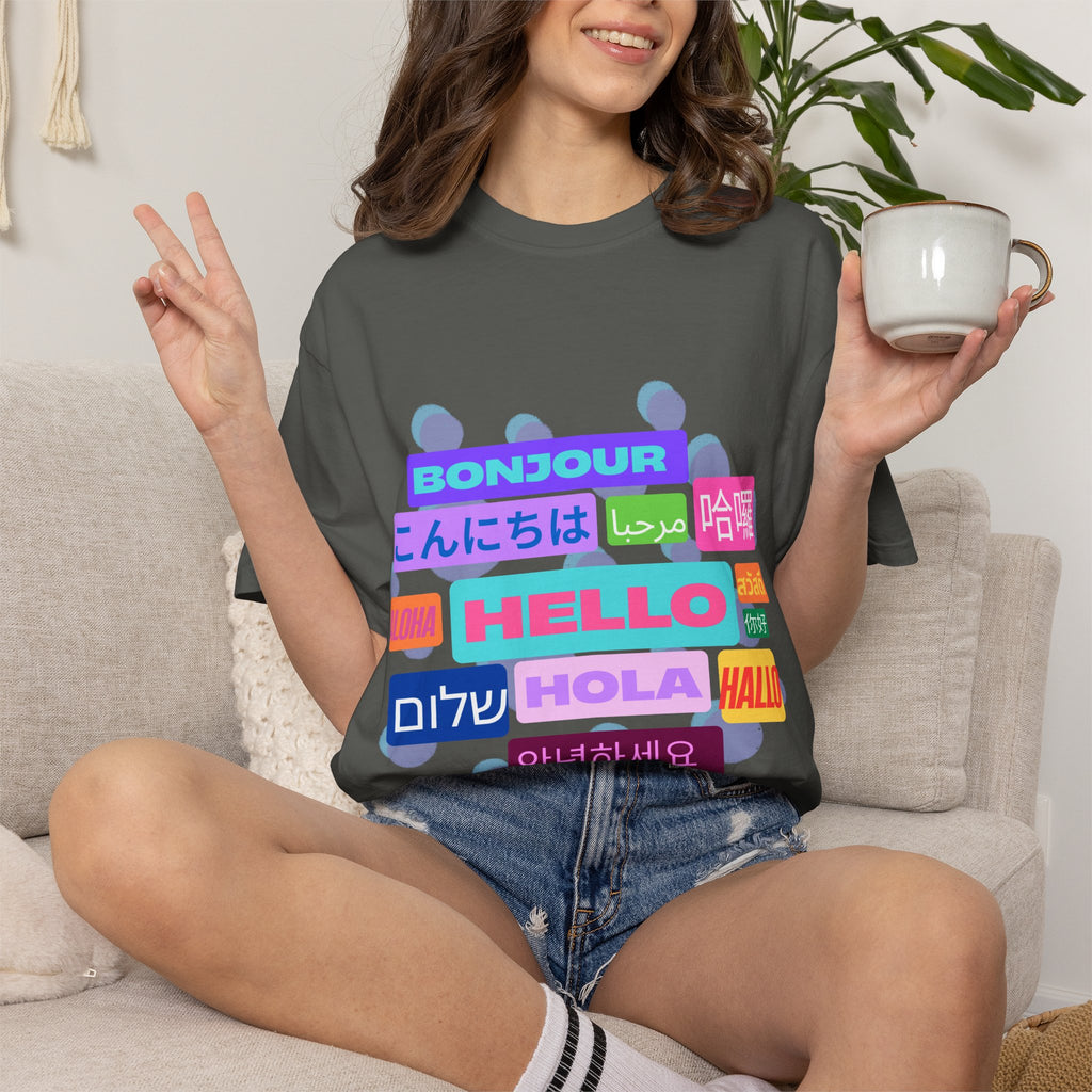 Hello Around the World Unisex T-Shirt – Multilingual & Global Design