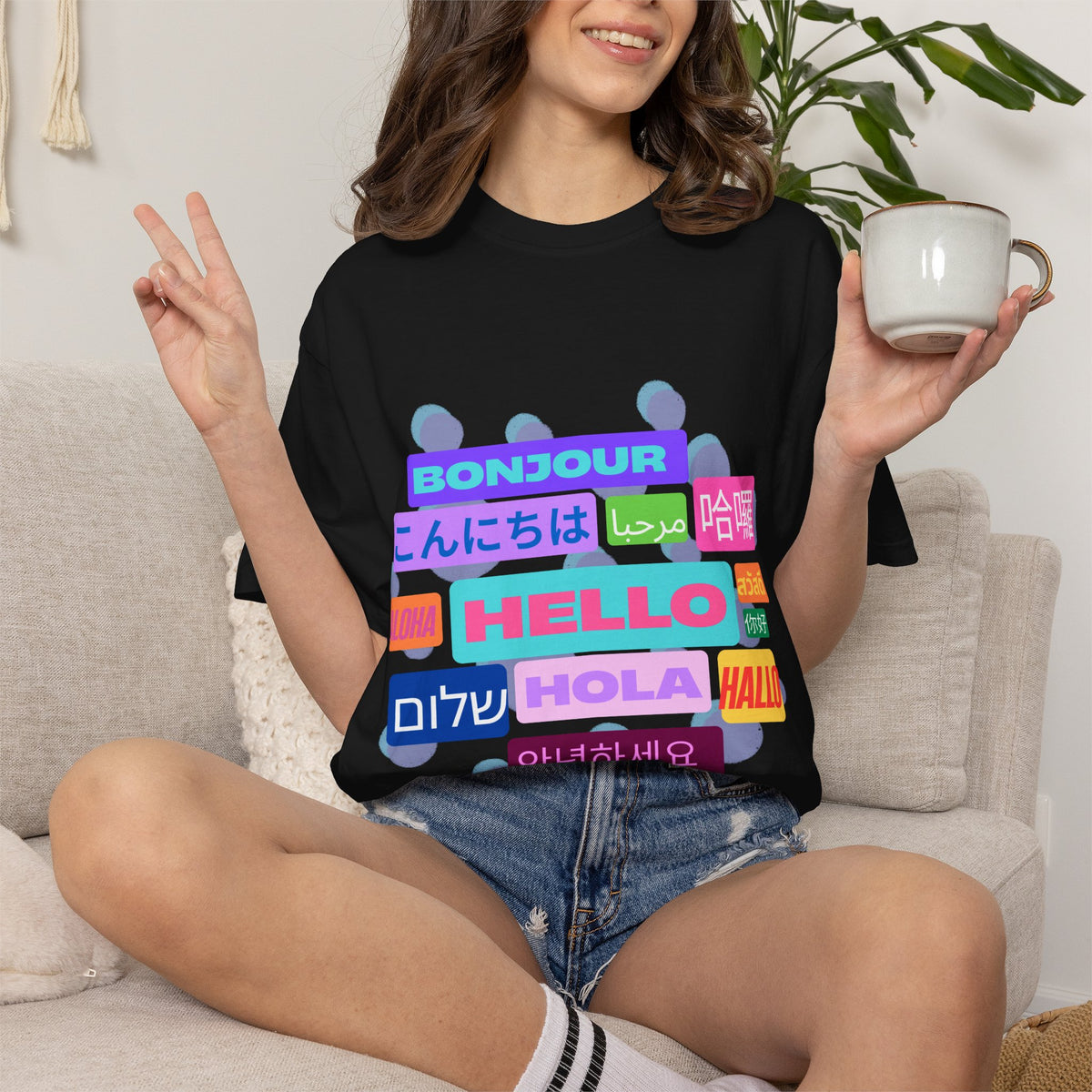 Hello Around the World Unisex T-Shirt – Multilingual & Global Design