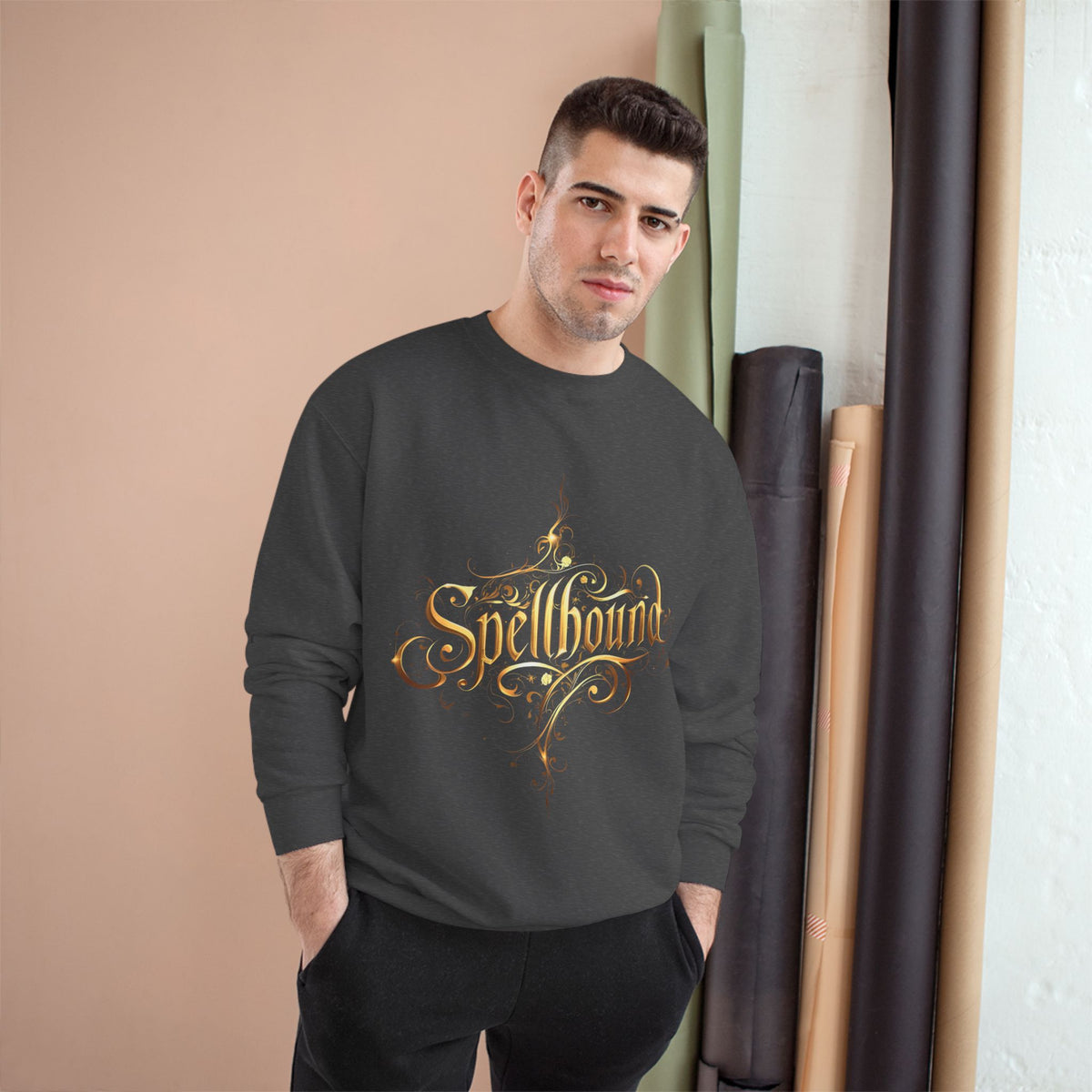 Spellbound Crewneck Sweatshirt — Magical Gold Script Champion Sweatshirt