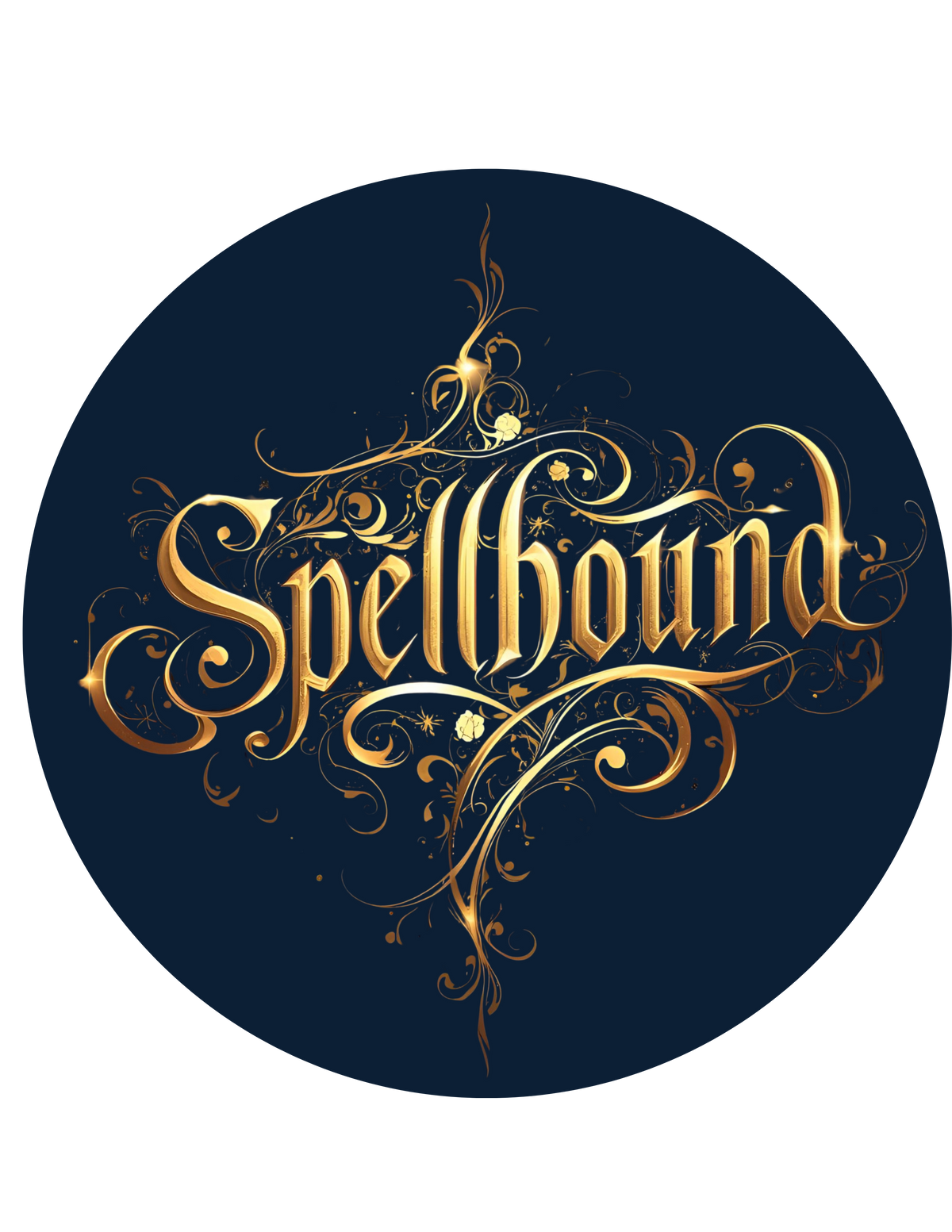 Spellbound Gold Script Die-Cut Sticker — Magical Calligraphy Sticker for Laptops & Journals